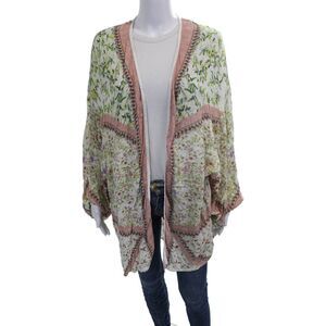 The Line Womens Multicolor Viscose Floral Cardigan Long Sleeve Size One Size
